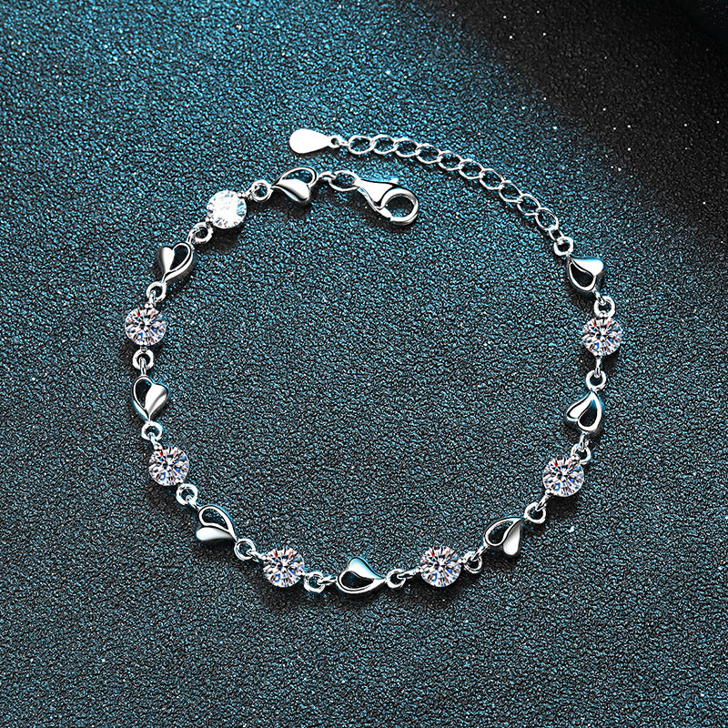 S925 sterling silver moissanite bracelet women's