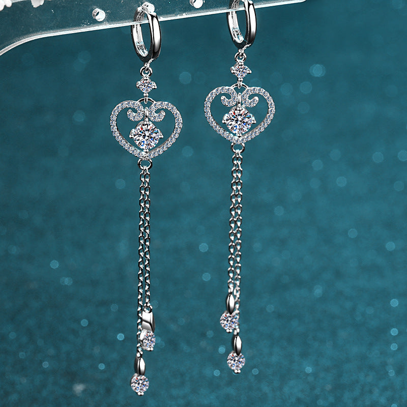 silver moissanite earrings women's love