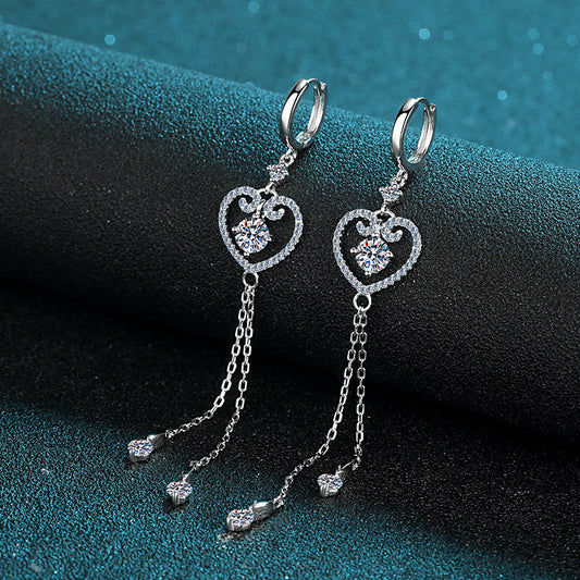 silver moissanite earrings women's love