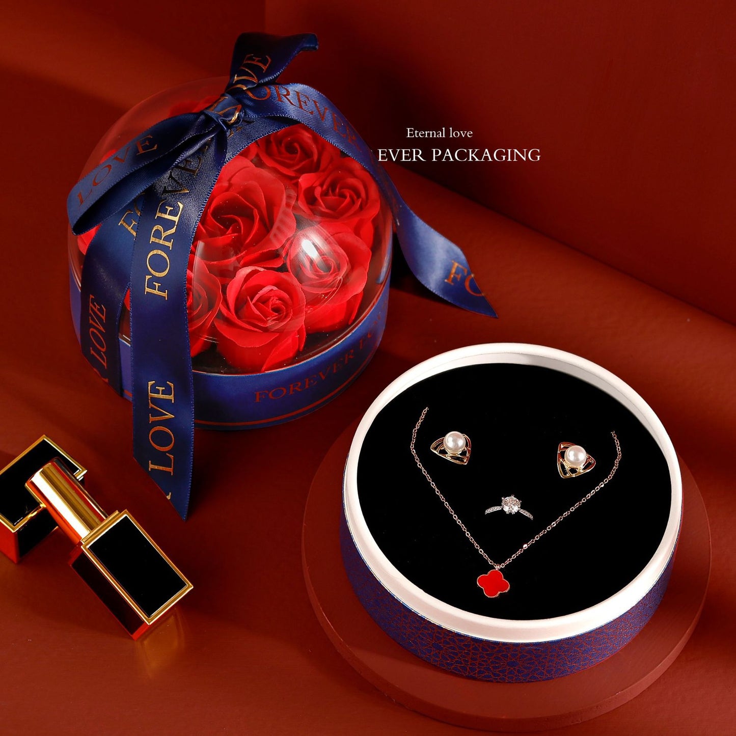 Cylinder rose jewelry box