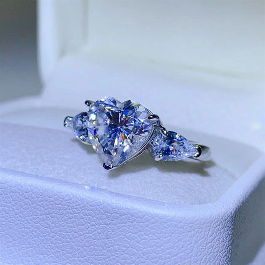 Colorful Ice Flower Cut Moissanite Ring