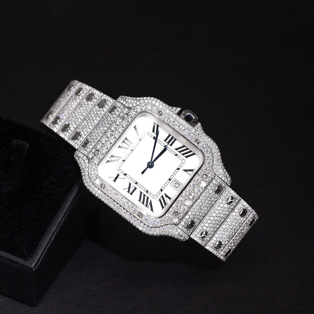 Square trendy men's watch moissanite high-end watch