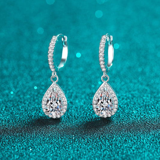 Drop-shaped moissanite earrings