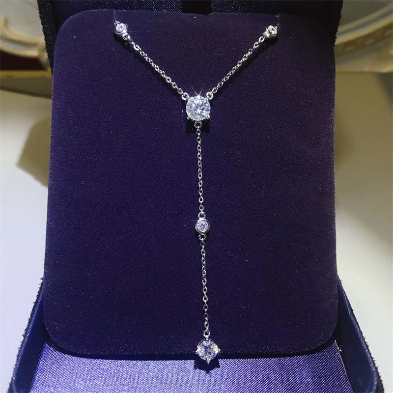 Moissanite pendant, career line diamond necklace
