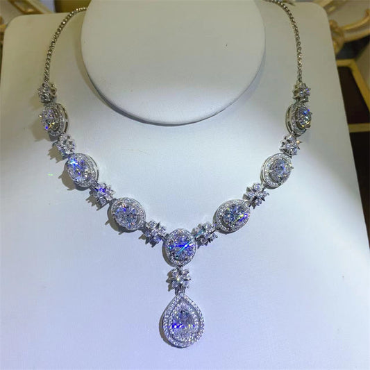luxury moissanite D color side diamond pen pendant necklace versatile diamond women's evening dress wedding accessories
