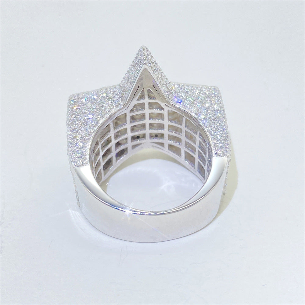 Rectangular moissanite ring for men full of diamonds