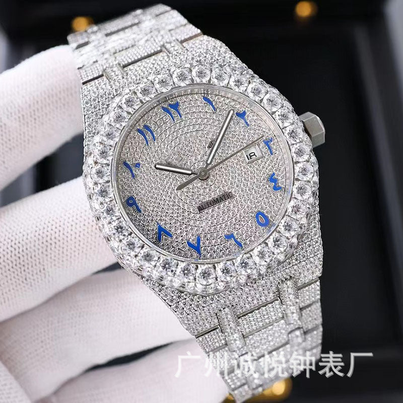 Royal Oak Men's Mechanical Watch AP Gypsophila Full Diamond