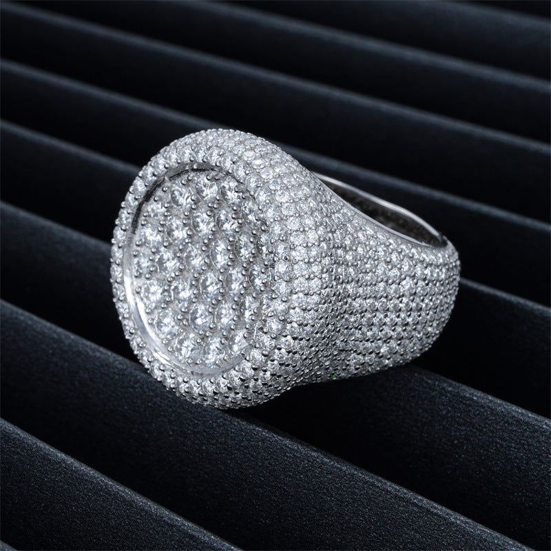 Moissanite diamond ring men's fashion trend full of diamonds