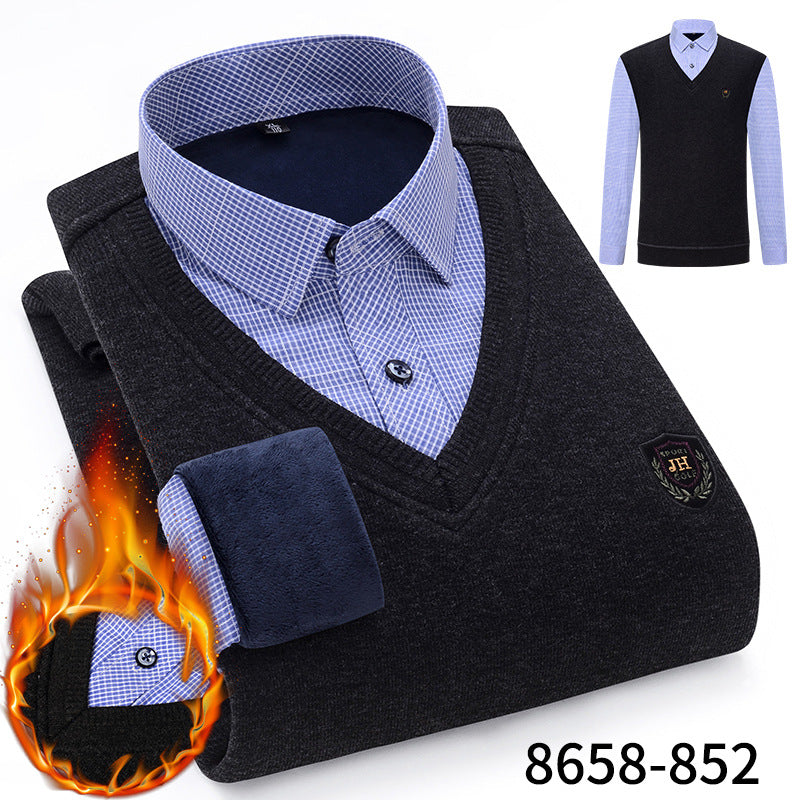 wool shirt collar long-sleeved sweater