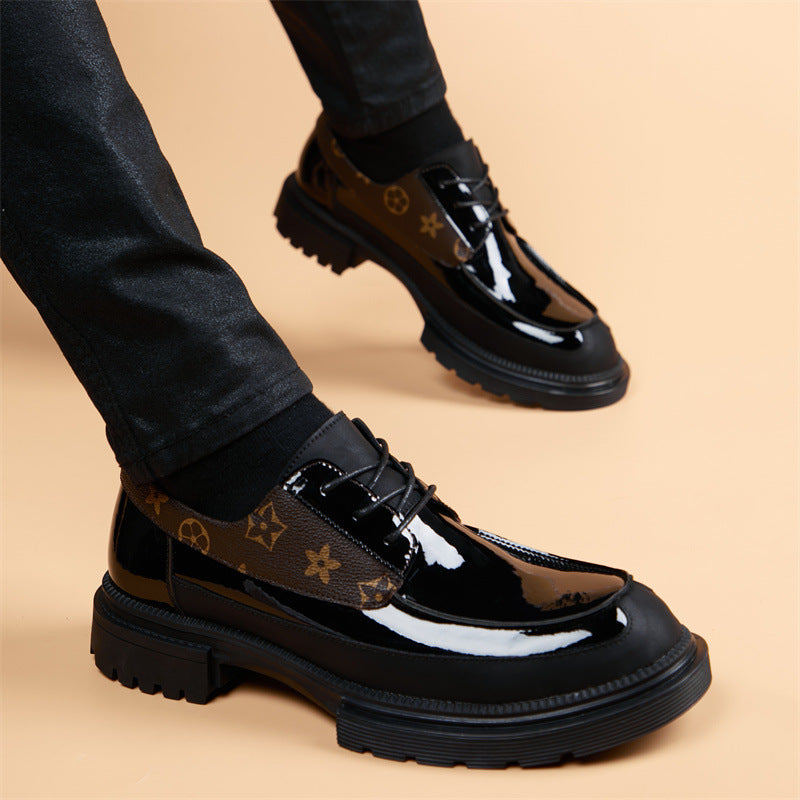 Leather shoes for men, genuine leather, black pattern, business casual men's leather shoes
