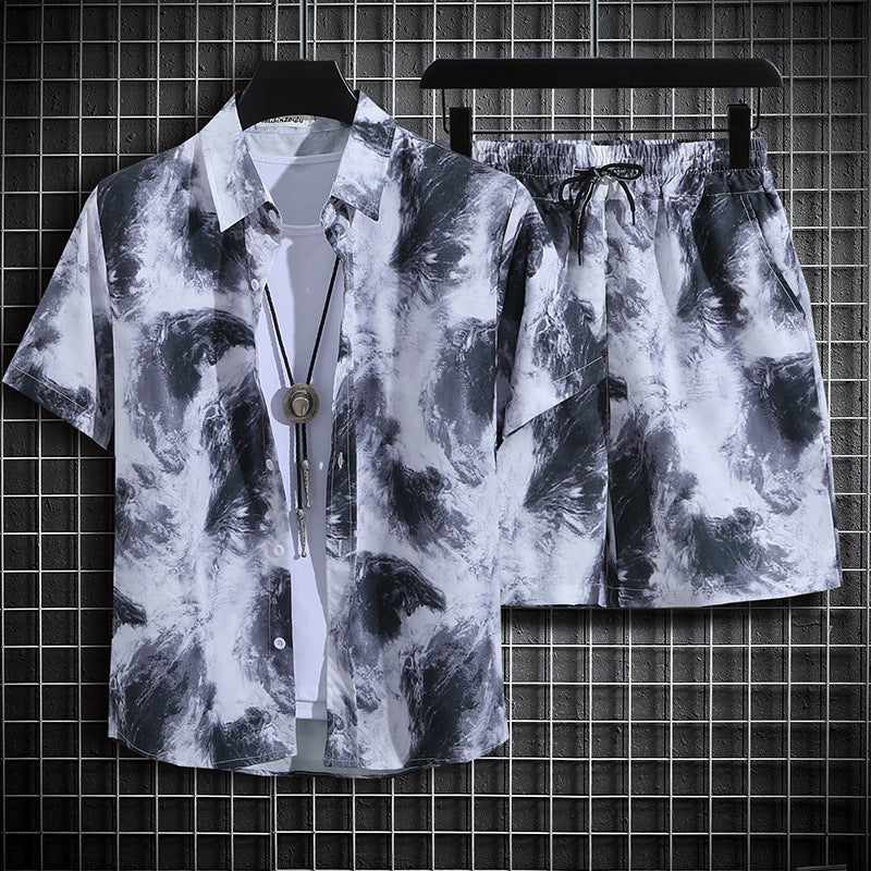Ice silk short-sleeved floral shirt