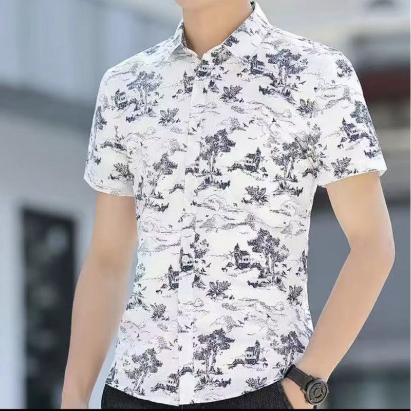 floral short-sleeved shirt