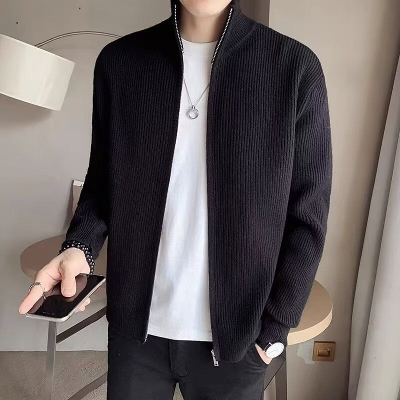 Men's long-sleeved cardigan sweater zipper jacket