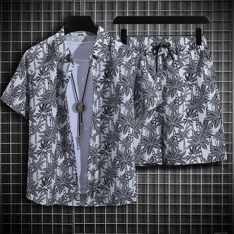 Ice silk short-sleeved floral shirt