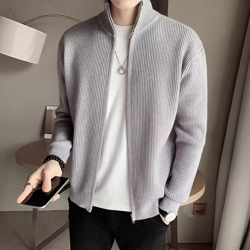 Men's long-sleeved cardigan sweater zipper jacket