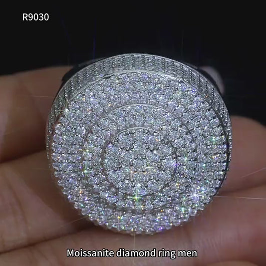 Popular men's moissanite ring studded diamond
